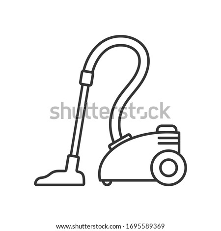 Vacuum cleaner icon, thin line, empty outline isolated on white background, flat modern design. Stock illustration