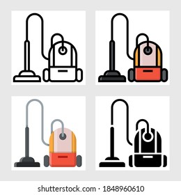 Vacuum cleaner icon vector design in filled, thin line, outline and flat style.
