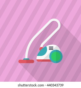 Vacuum cleaner icon , Vector flat long shadow design.
