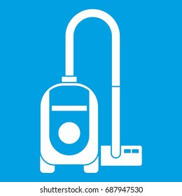 Vacuum cleaner icon white isolated on blue background vector illustration