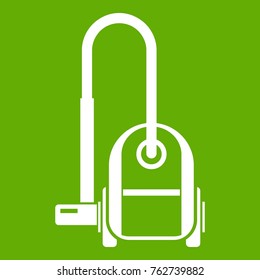 Vacuum cleaner icon white isolated on green background. Vector illustration