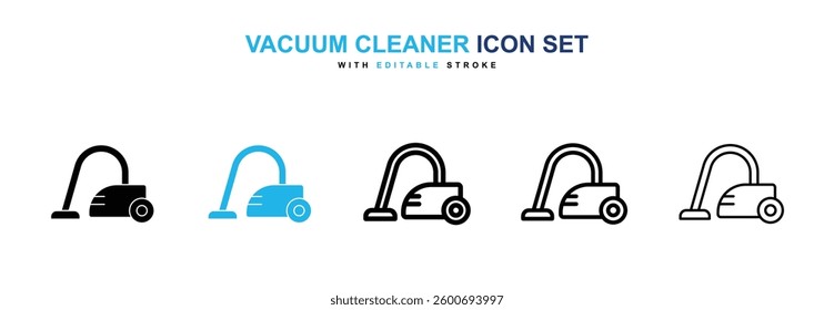 Vacuum cleaner icons graphics set in black and blue colors