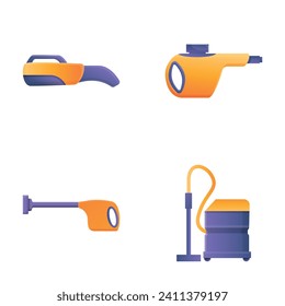Vacuum cleaner icons set cartoon vector. Various vacuum cleaner equipment. Household appliances