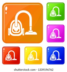Vacuum cleaner icons set collection vector 6 color isolated on white background