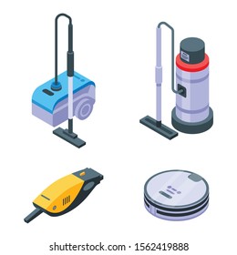 Vacuum cleaner icons set. Isometric set of vacuum cleaner vector icons for web design isolated on white background