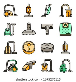 Vacuum cleaner icons set. Outline set of vacuum cleaner vector icons for web design isolated on white background