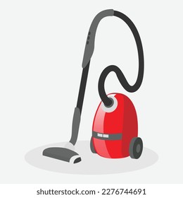 Vacuum cleaner isolated on white background. Isometric view. Vector flat illustration.