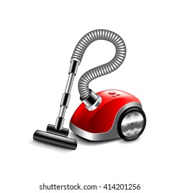 Vacuum cleaner isolated on white photo-realistic vector illustration