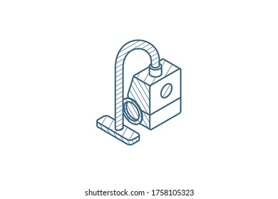 vacuum cleaner isometric icon. 3d vector illustration. Isolated line art technical drawing. Editable stroke