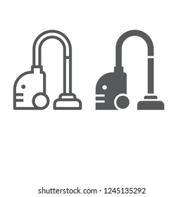 Vacuum cleaner line and glyph icon, household and electric, appliance sign, vector graphics, a linear pattern on a white background, eps 10.