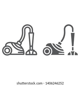 Vacuum Cleaner Line And Glyph Icon, Appliance And Home, Hoover Sign, Vector Graphics, A Linear Pattern On A White Background, Eps 10.