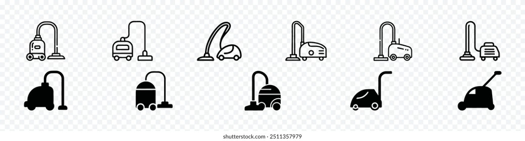 Vacuum cleaner line icon, vacuum cleaner icon, Electronics Vacuum cleaner vector icon. Vacuum cleaner Outline vector illustration on transparent background