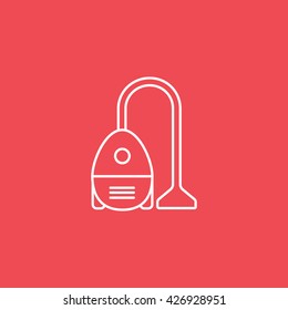 Vacuum Cleaner Line Icon On Red Background