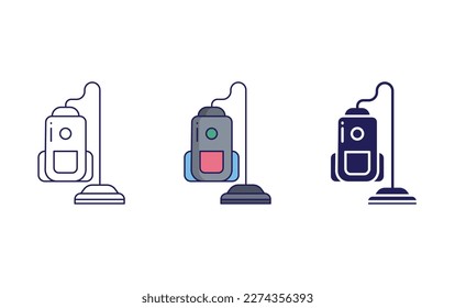 Vacuum cleaner line and solid illustration icon