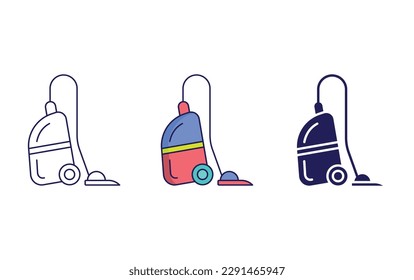 Vacuum cleaner line and solid illustration icon