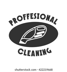 Vacuum cleaner in line style. Vector logo template isolated on a white background.