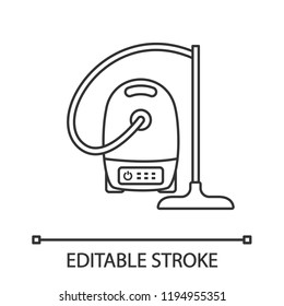 Vacuum cleaner linear icon. Wet and dry vacuum. Thin line illustration. Household appliance. Contour symbol. Vector isolated outline drawing. Editable stroke