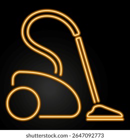 vacuum cleaner neon sign, modern glowing banner design, colorful modern design trend on black background. Vector illustration.