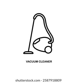 Vacuum cleaner outline icon. Vector illustration. Editable stroke. Isolated icon suitable for web, infographics, interface and apps.