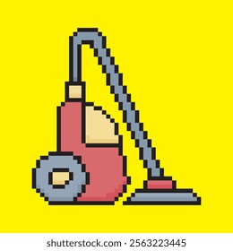 vacuum cleaner pixel art, vector illustration on isolated background.