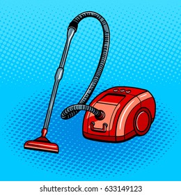 Vacuum cleaner pop art style vector illustration. Comic book style imitation