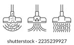 Vacuum cleaner properties icons set - strength and powerful suction