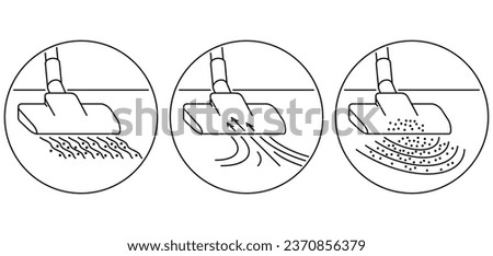 Vacuum cleaner properties icons set - strength and powerful suction in isometric view