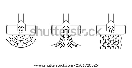 Vacuum cleaner properties icons set in thin line - strength and powerful suction