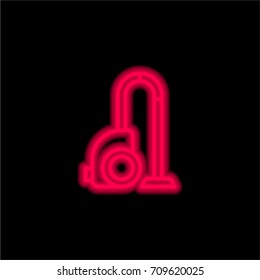 Vacuum cleaner red glowing neon ui ux icon. Glowing sign logo vector