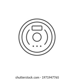 Vacuum cleaner robot line outline icon isolated on white