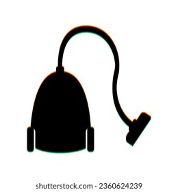 Vacuum Cleaner sign. Black Icon with vertical effect of color edge aberration at white background. Illustration.