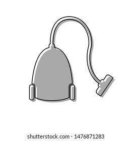 Vacuum Cleaner sign. Black line icon with gray shifted flat filled icon on white background. Illustration.