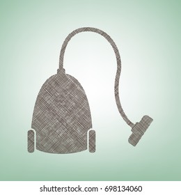 Vacuum Cleaner sign. Vector. Brown flax icon on green background with light spot at the center.
