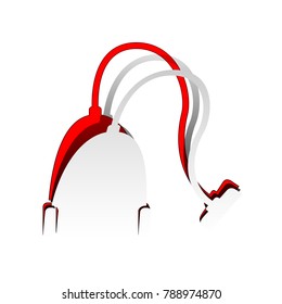 Vacuum Cleaner sign. Vector. Detachable paper icon with red body stock. Isolated.