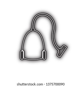 Vacuum Cleaner sign. Vector. Double contour black icon with soft shadow at white background. Isolated.