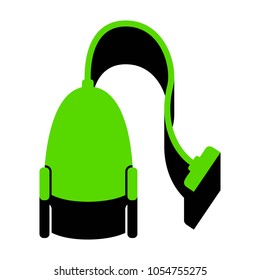 Vacuum Cleaner sign. Vector. Green 3d icon with black side on white background. Isolated.