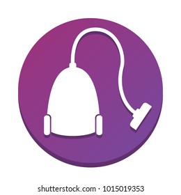 Vacuum Cleaner sign. Vector. White icon with flat shadow on purpureus circle at white background. Isolated.