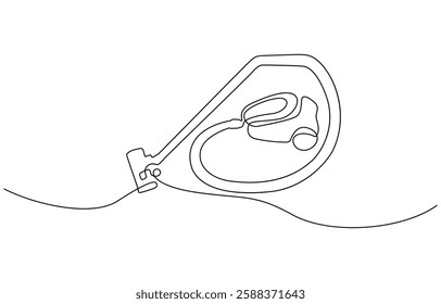 Vacuum cleaner in single continuous line art drawing style. One line drawing of home household appliance, One continuous line drawing of electric vacuum cleaner household appliance.