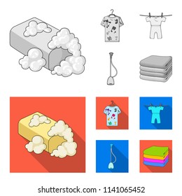 Vacuum cleaner, a stack of cloth, dirty and clean things. Dry cleaning set collection icons in monochrome,flat style vector symbol stock illustration web.