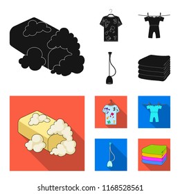 Vacuum cleaner, a stack of cloth, dirty and clean things. Dry cleaning set collection icons in black,flat style vector symbol stock illustration web.