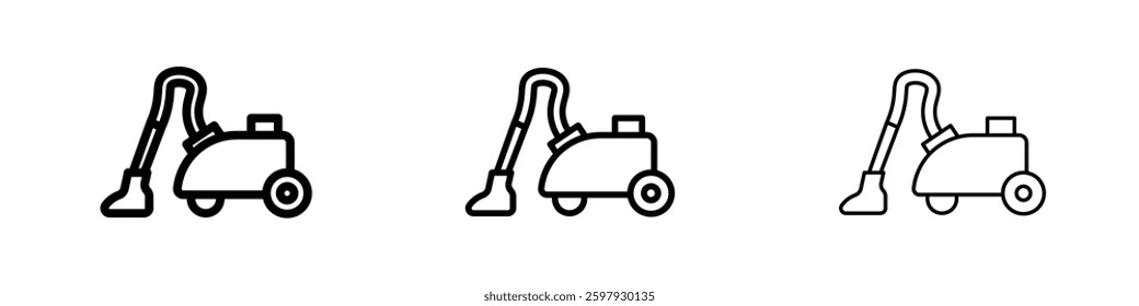 Vacuum cleaner thin line vector icon set.