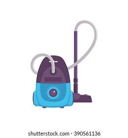 Vacuum cleaner vector, flat, blue