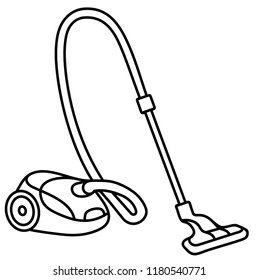 Vacuum cleaner. Vector flat outline icon illustration isolated on white background.