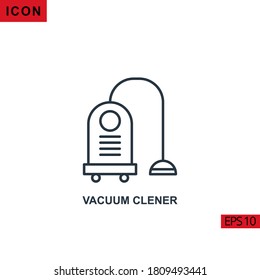 Vacuum cleaner vector icon on white background. Illustration line icon for graphic, print media interfaces and web design.
