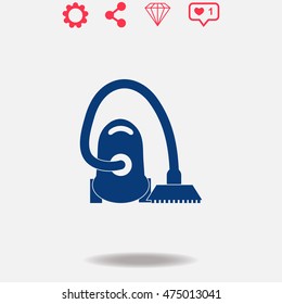 Vacuum cleaner vector icon on grey background.