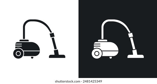 Vacuum cleaner vector icon set in black color.