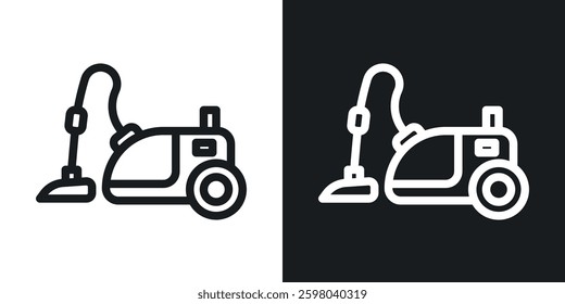 Vacuum cleaner vector icon set in black and white color.