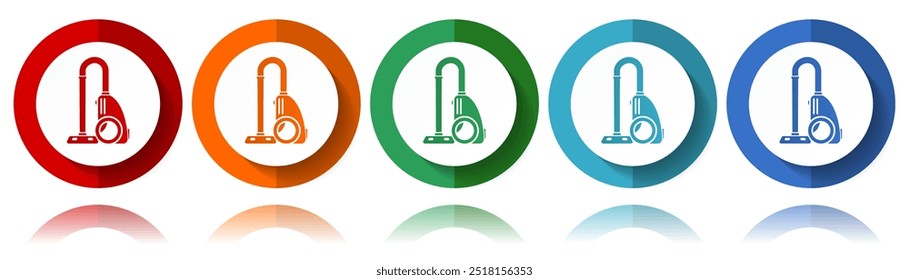 Ícones de vetor de aspirador de vácuo, ícone plano definido para design de logotipo, webdesign e aplicações móveis, coleção de botões coloridos da Web em eps 10