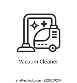 Vacuum Cleaner Vector Outline Icon Design illustration. Housekeeping Symbol on White background EPS 10 File