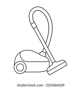 Icono de contorno vectorial del filtro de vacío. Vector ilustra el vacío eléctrico sobre fondo blanco. Icono de ilustración de contorno aislado del limpiador.